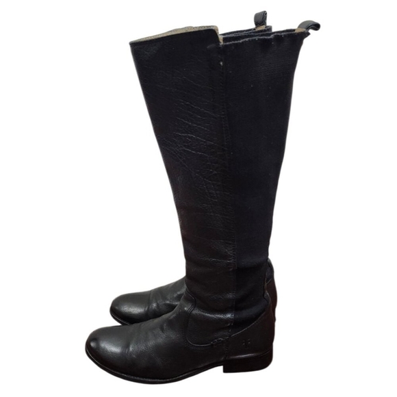 Frye Molly Gore Tall Boots Black Leather Riding Equestrian Style Sz 8B - Picture 6 of 15